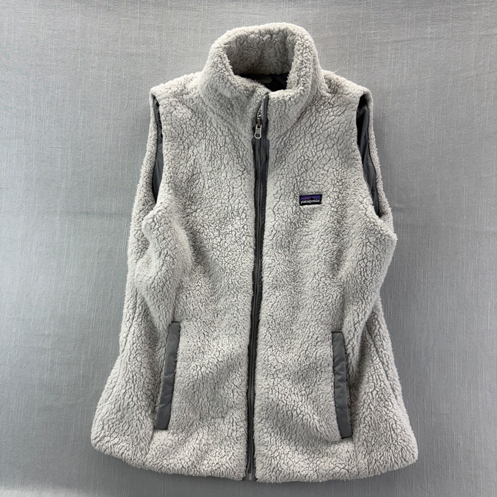 Patagonia Vest Womens Large Los Gatos Gray Reversible Fleece Full Zip Soft